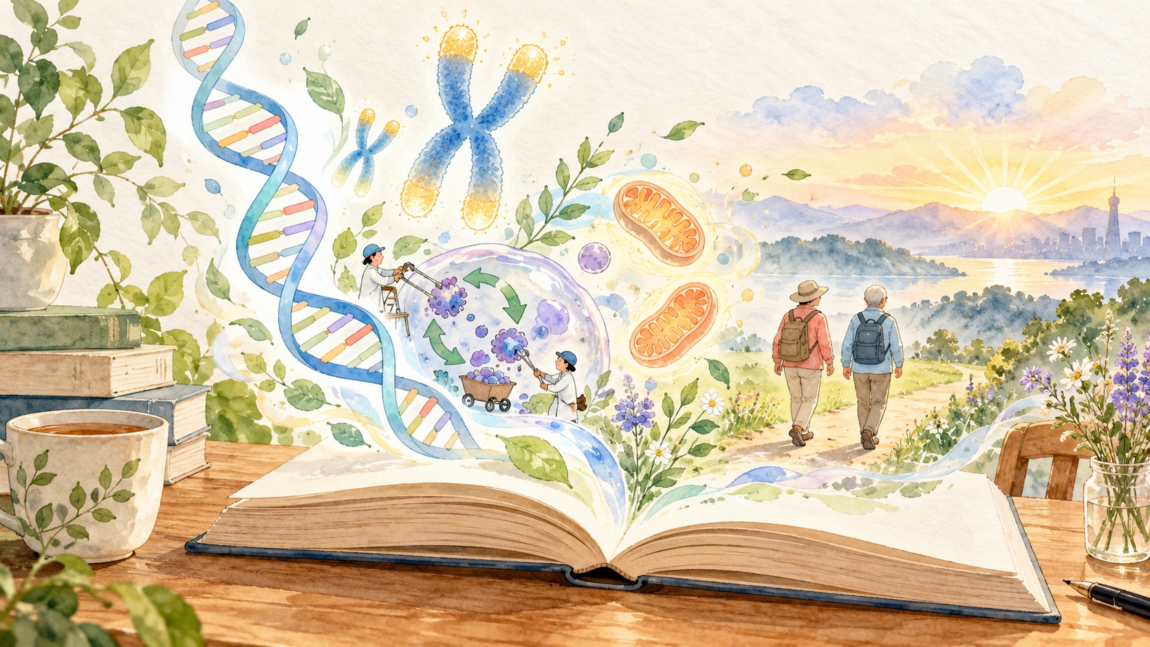 讀書、人生方向與同行關係的水彩圖